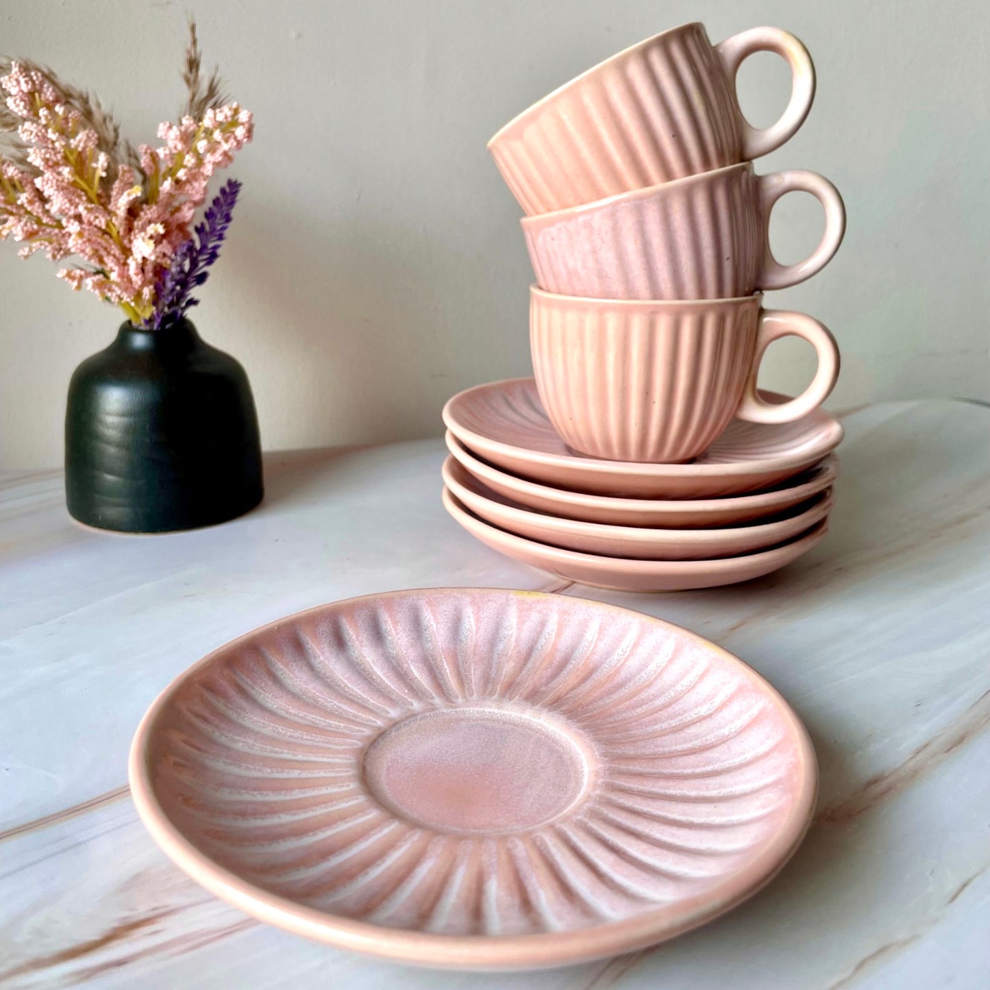 Pink cup saucer- (BUY 1 GET 1 FREE)
