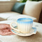 Ocean shell cup saucer (ombré blue)