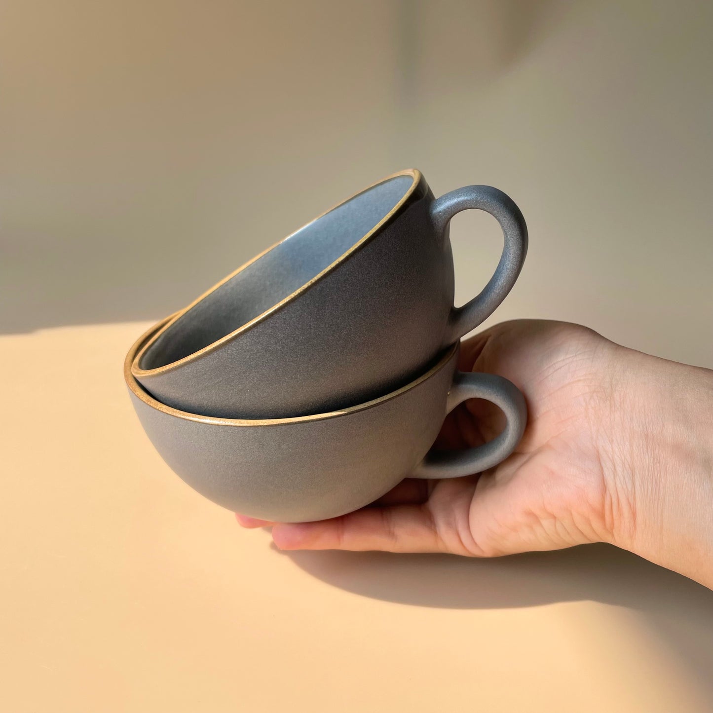 Set of 5 mugs- contrast colours (at the price of 4)