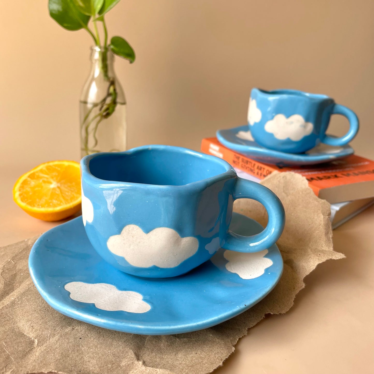 In the clouds mug saucer set