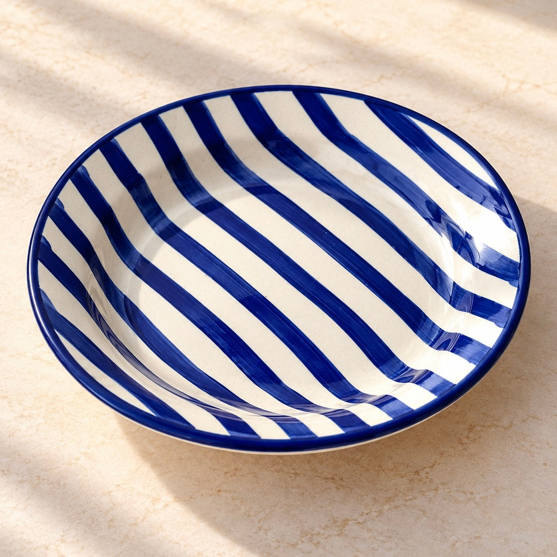 Blue Stripes pasta plate (8 inch)