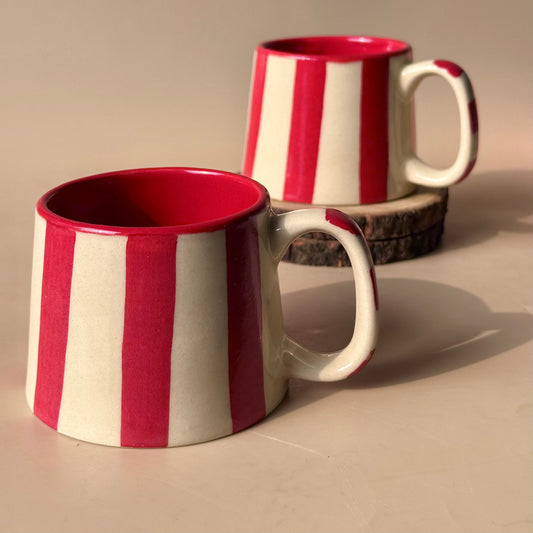 Candy stripe love mug (red)