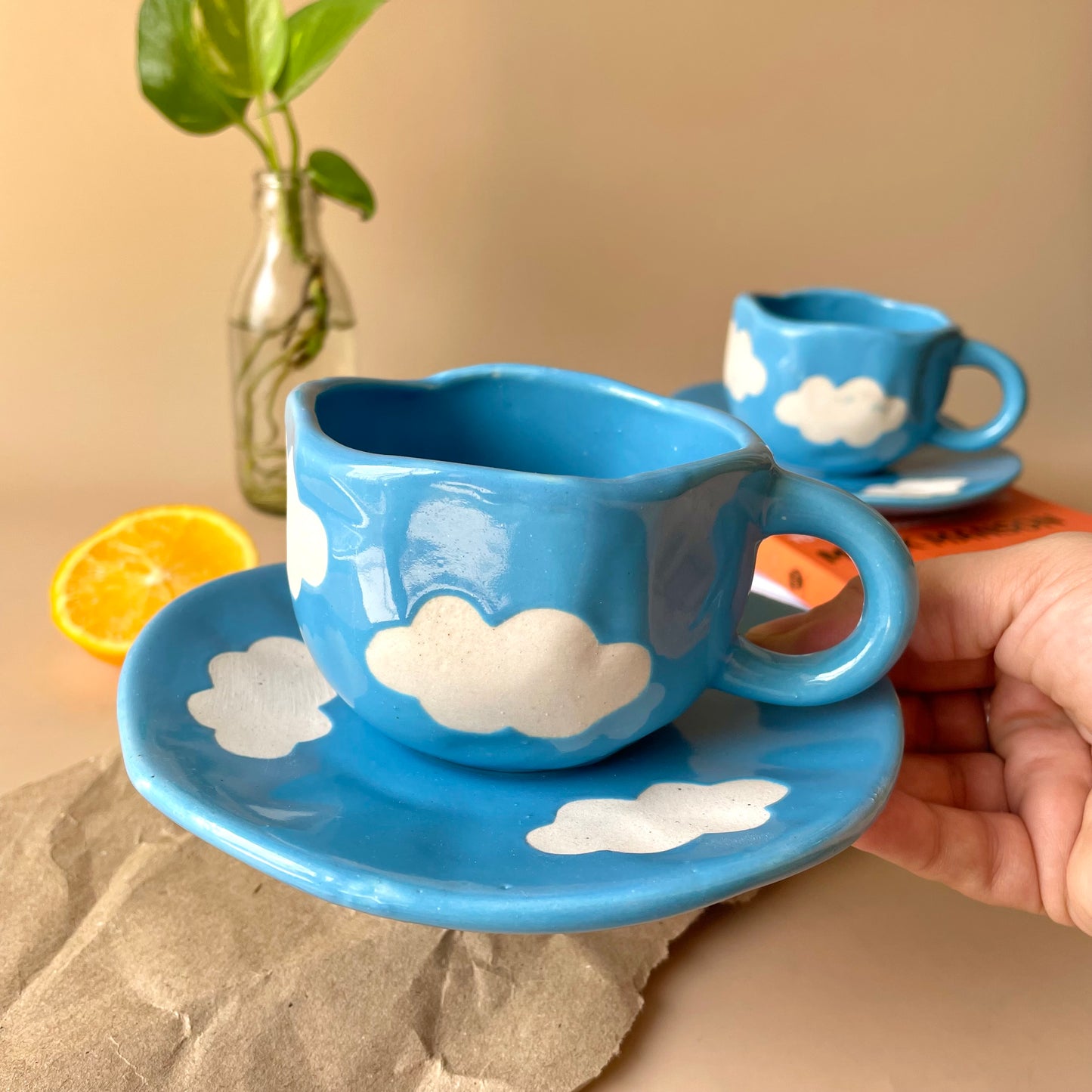 In the clouds mug saucer set