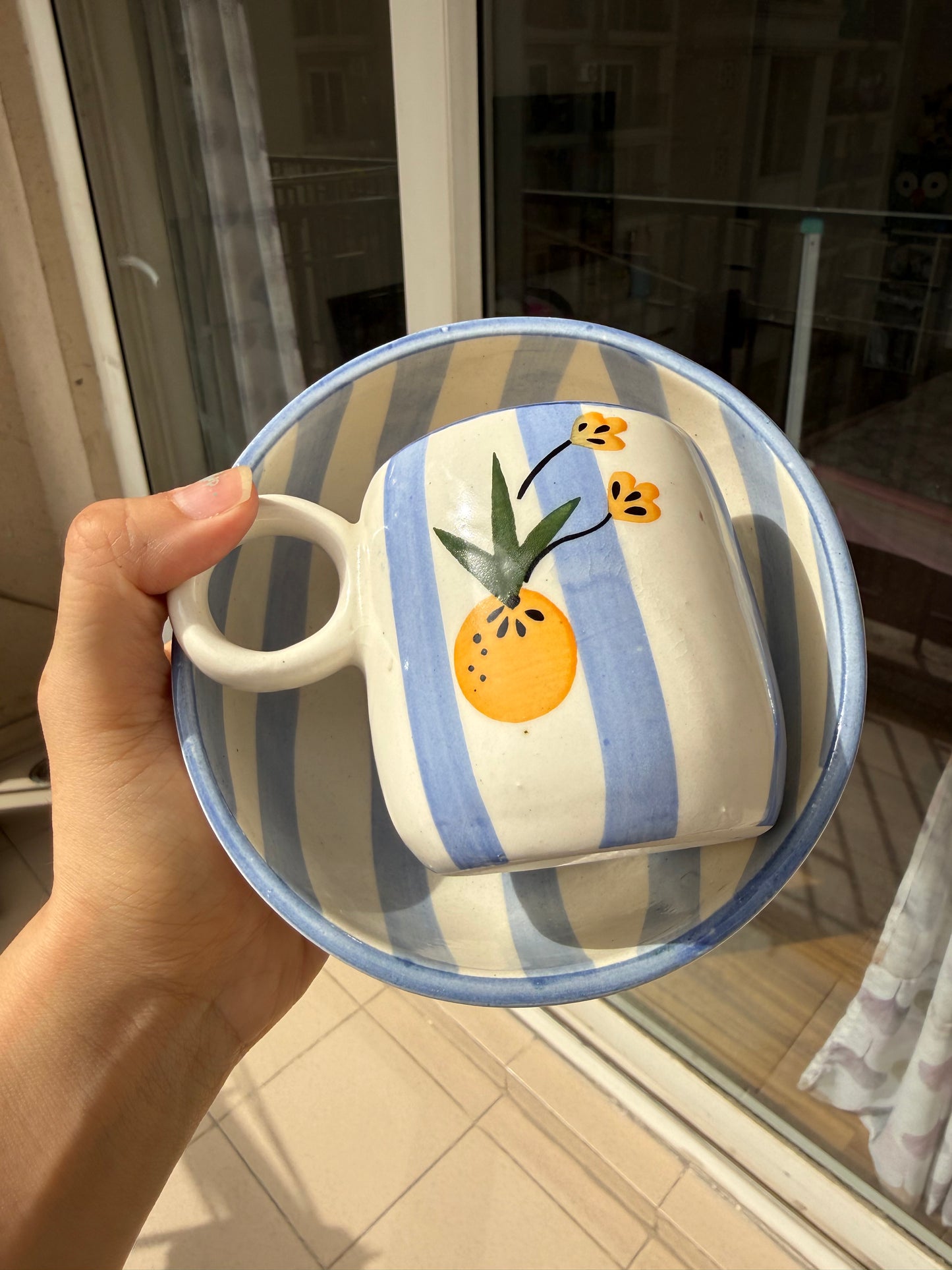 Blue skies breakfast set (set of bowl & mug)
