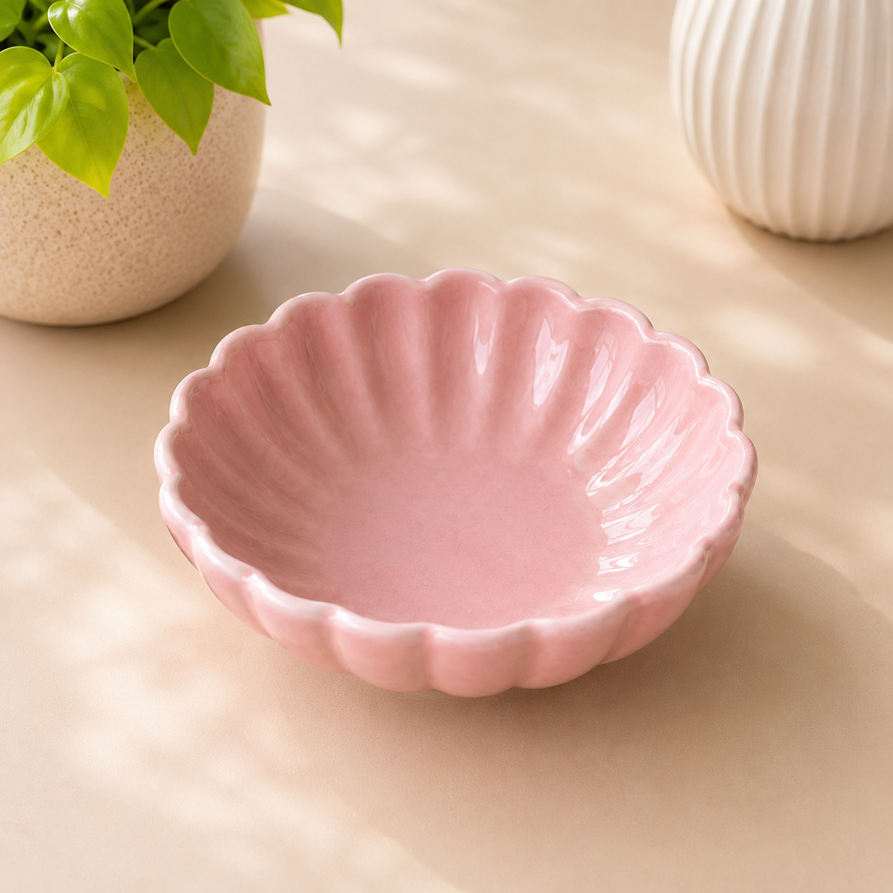 Floral Icecream dessert bowl pink & white (set of 2)