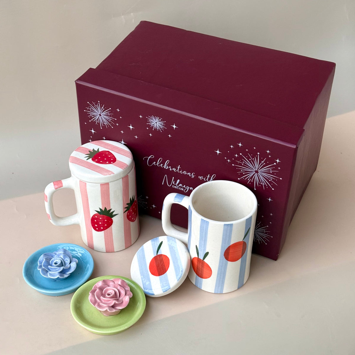 Berry Cozy & Orange Pop mug Gift Box (with lids)