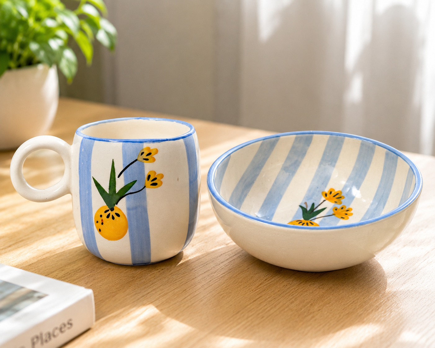 Blue skies breakfast set (set of bowl & mug)