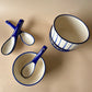 Blue stripes soup bowl with spoon