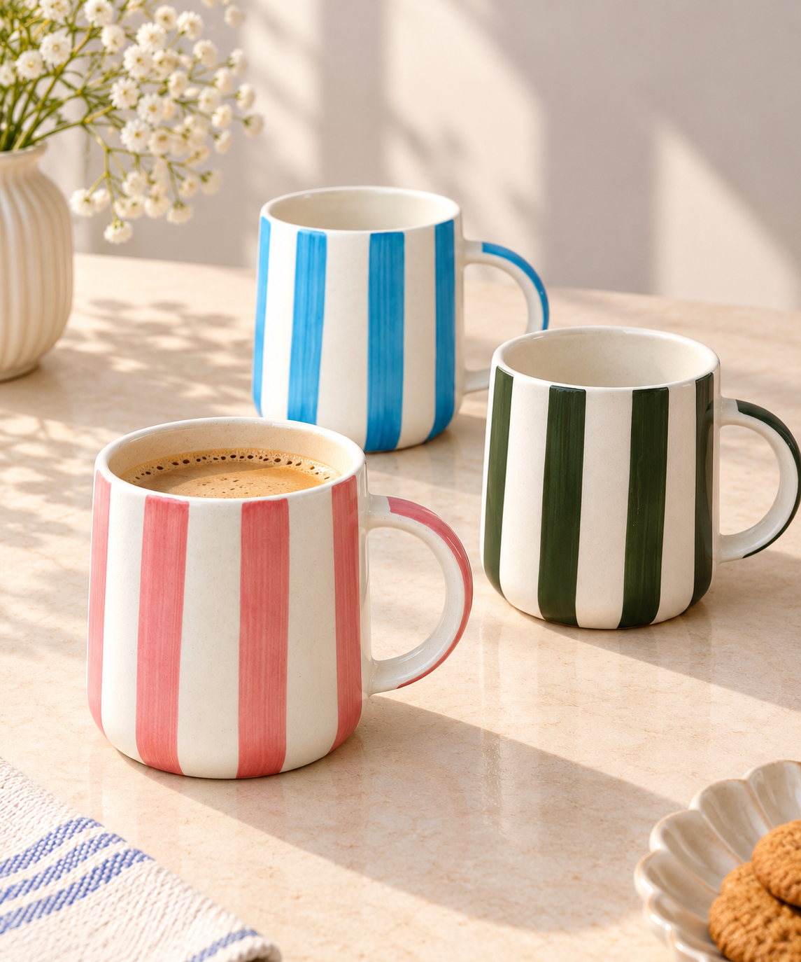 Stripes Coffee Mugs Trio - Set of 3