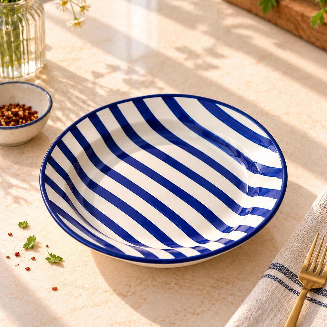 Blue Stripes pasta plate (8 inch)