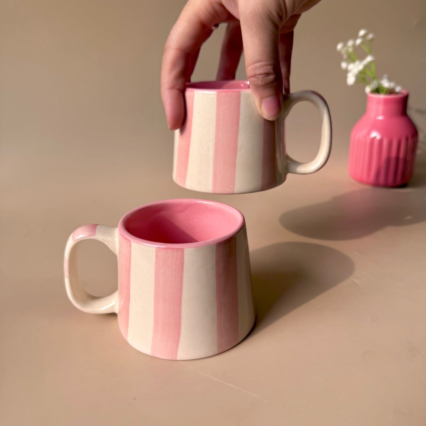Candy stripe love mug (pink)