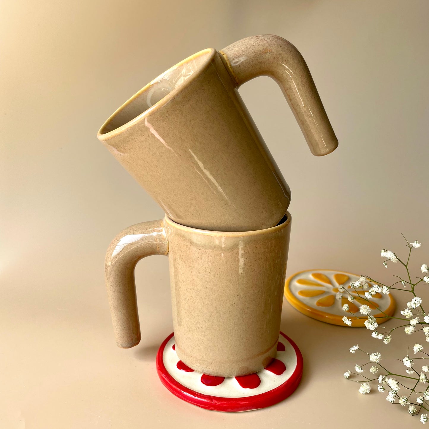 Salted Caramel coffee mug with open handle
