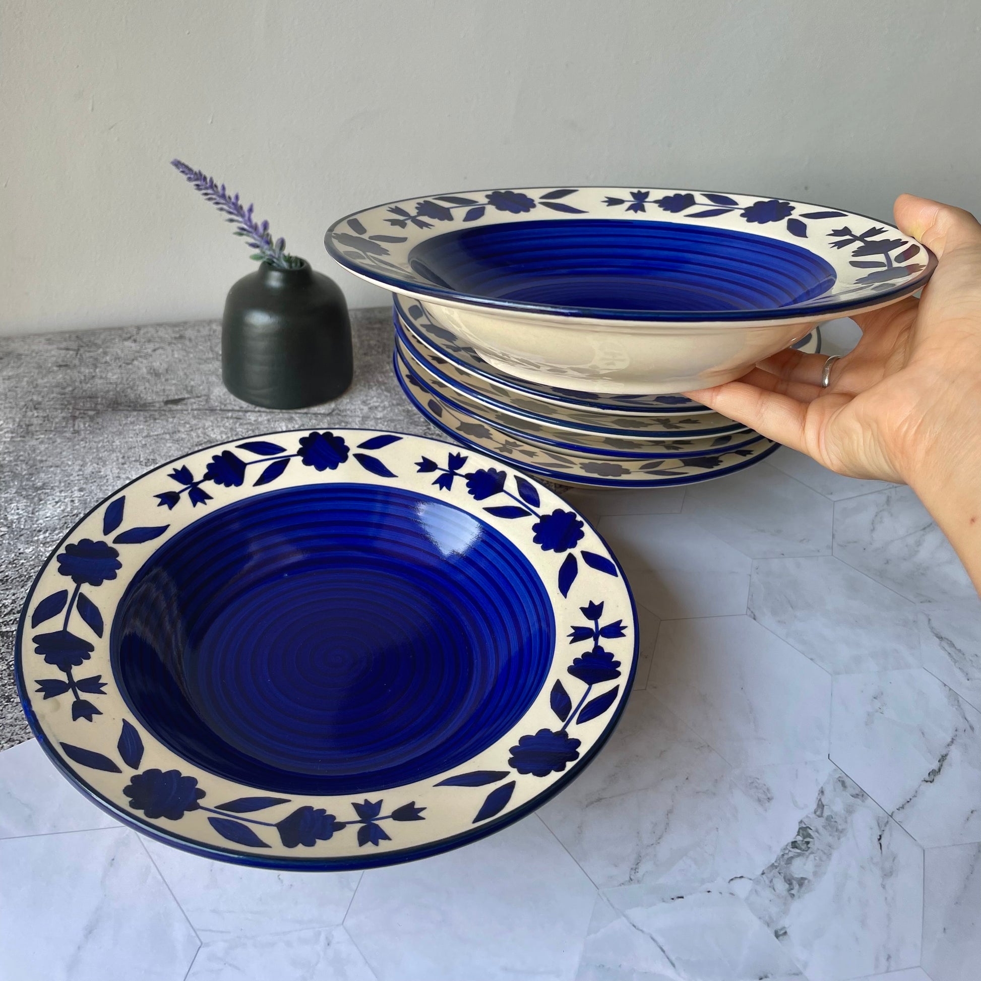 Buy Blue floral pasta plates
