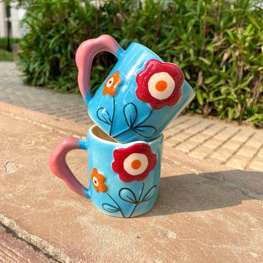 Floral pop mug Blue