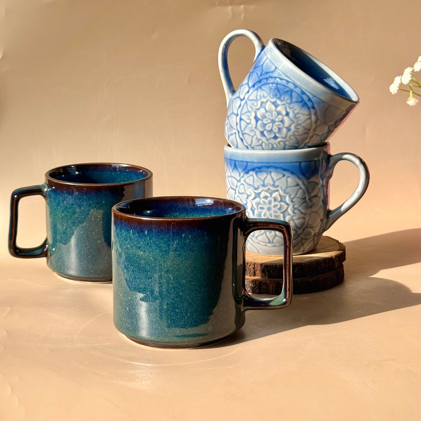 The Blue mood Quartet - set of 4 mugs