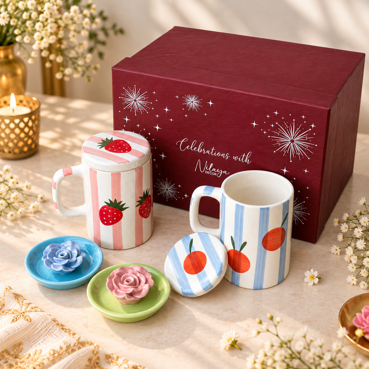 Berry Cozy & Orange Pop mug Gift Box (with lids)