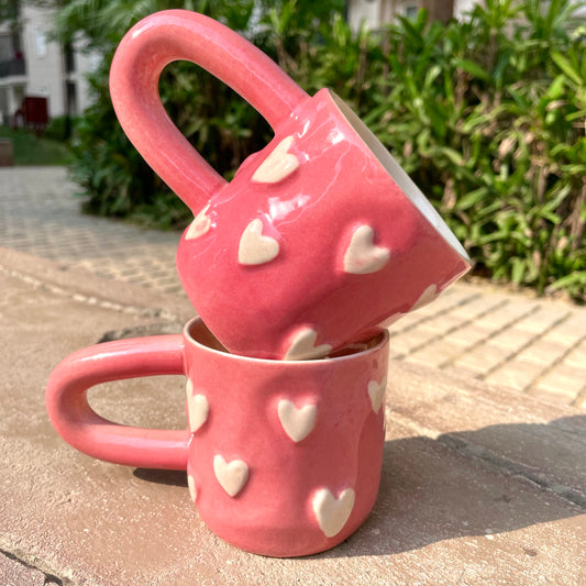 Heart pop mug with long handle