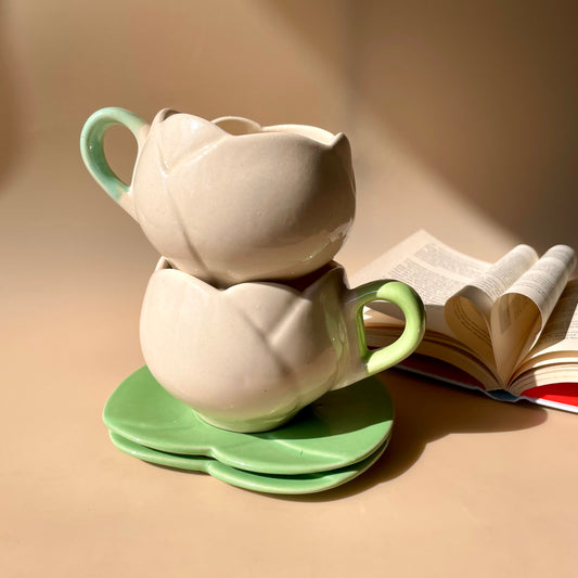 Lotus biscoff mug saucer set (White)