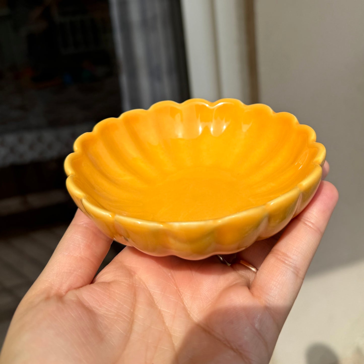 Floral Icecream dessert bowl yellow