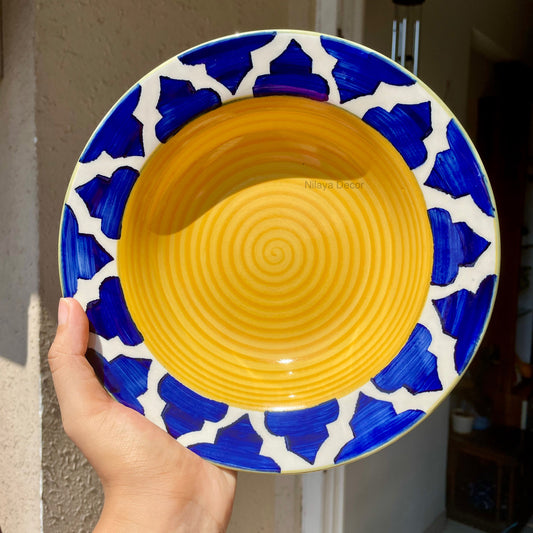 Yellow spiral pasta plate- FLAT 25% Off