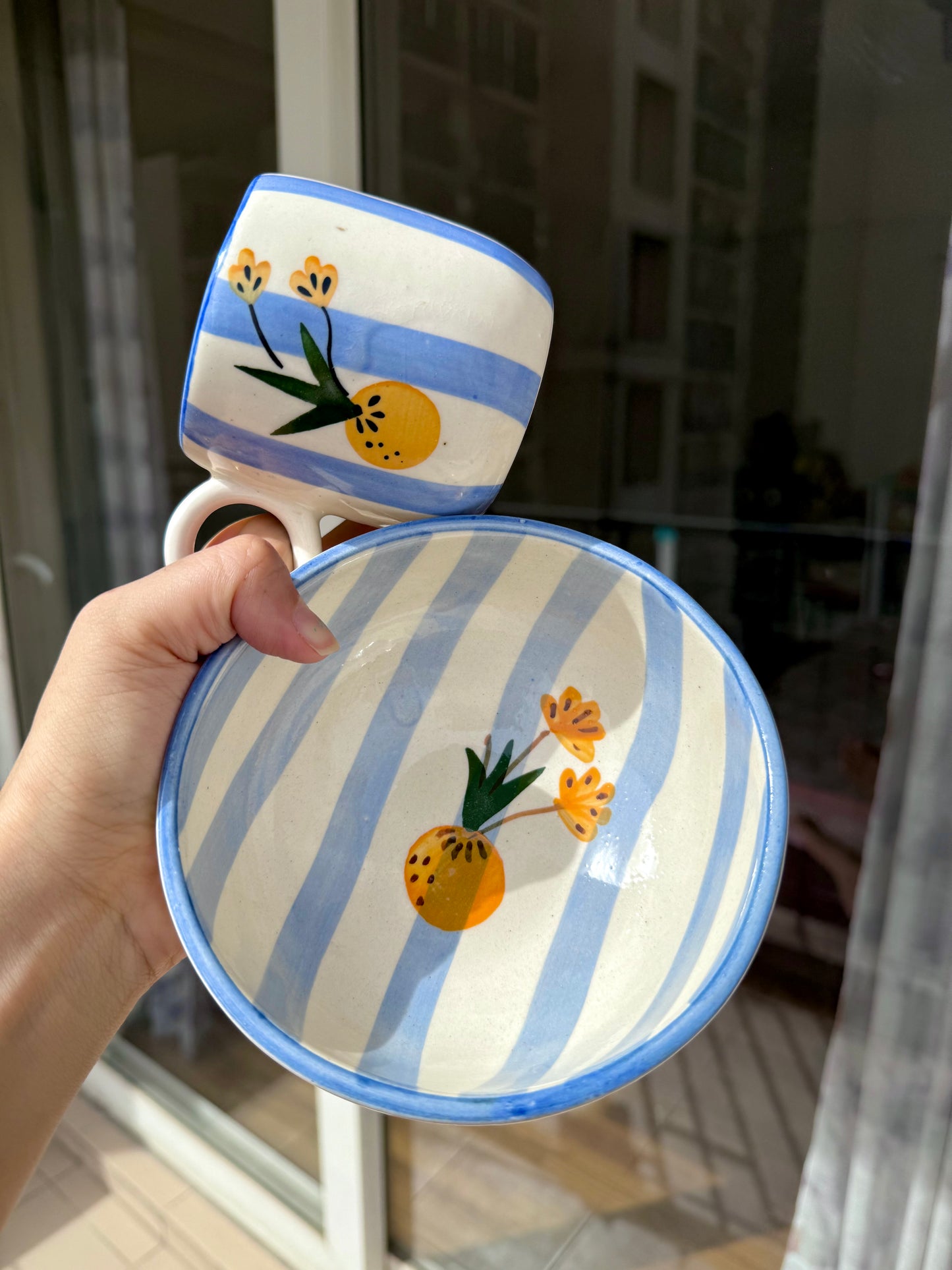 Blue skies breakfast set (set of bowl & mug)