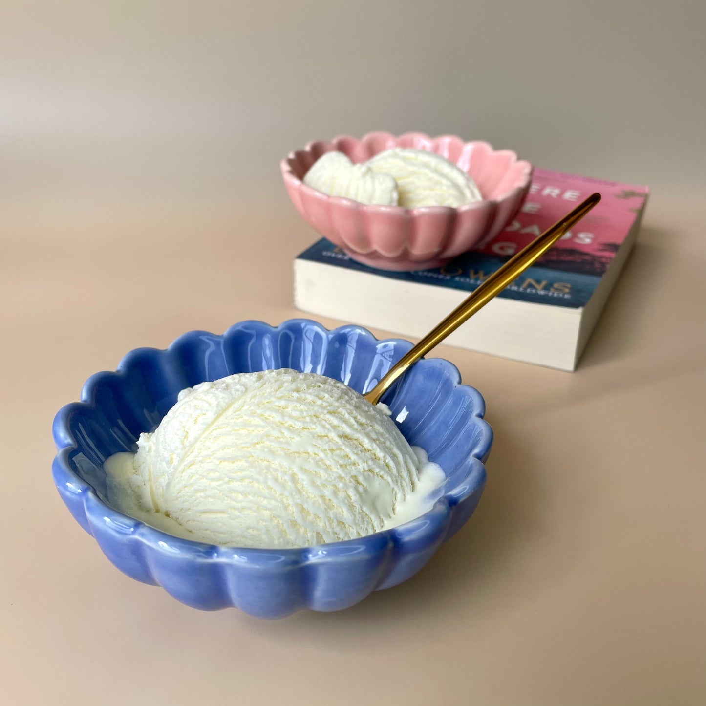 Floral ice cream bowl set (set of two)