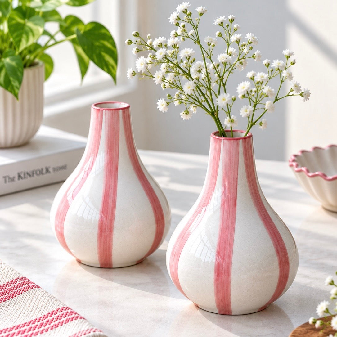 Stripes Flower Vase - Pink