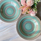 Green grey spiral pasta plate