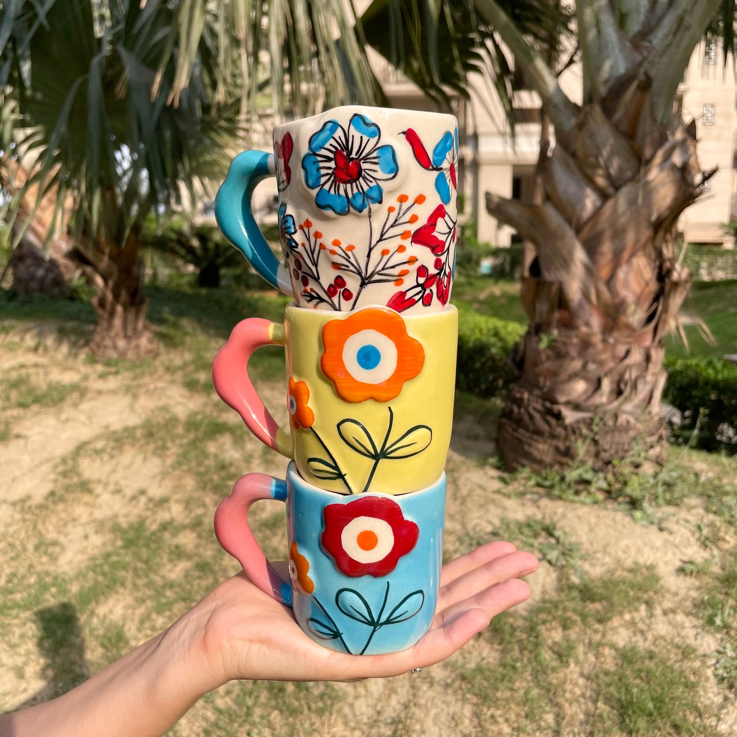 Floral pop mugs - Set of 3