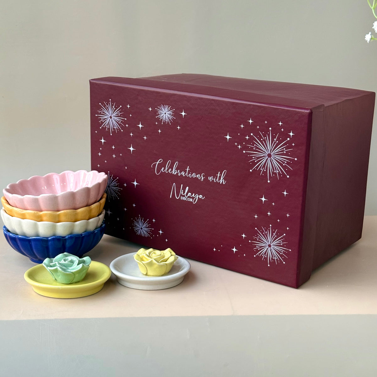 Floral dessert bowl Gift Box