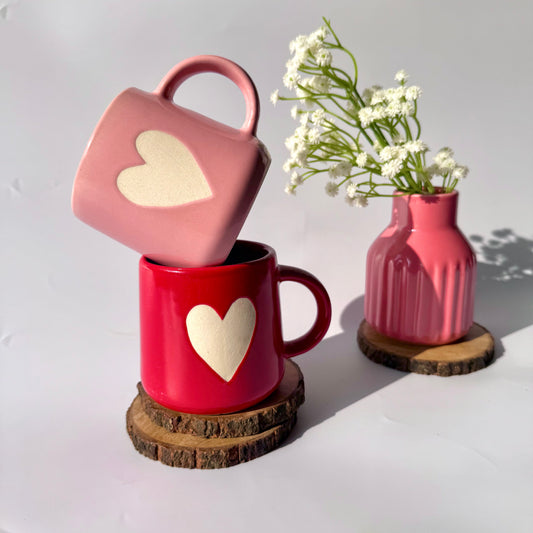 Love Bug coffee mug Duo (Pink & red)