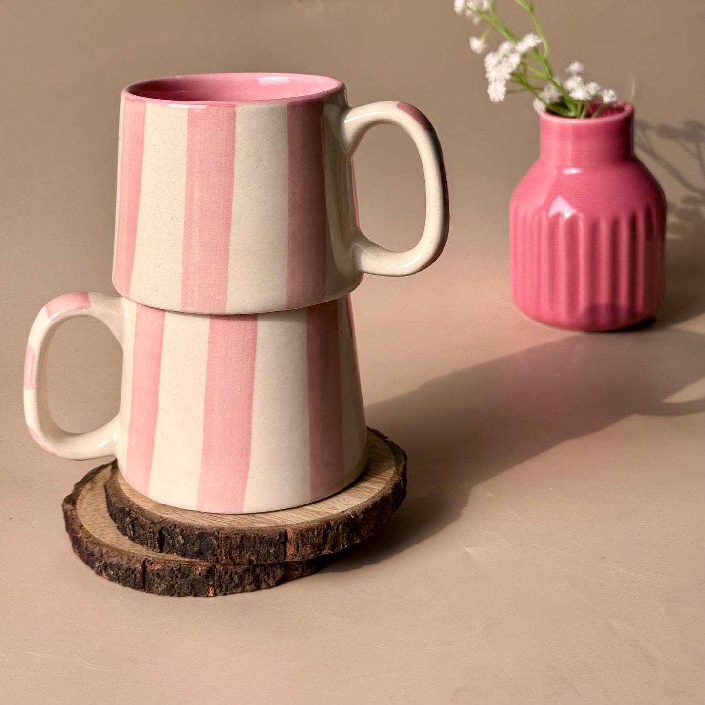 Candy stripe love mug (pink)