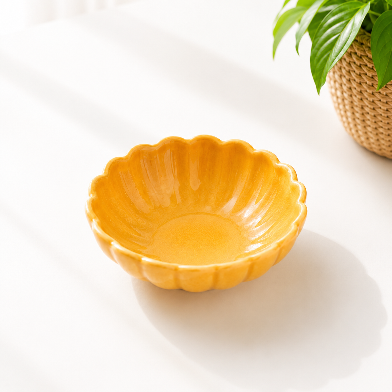 Floral Icecream dessert bowl yellow
